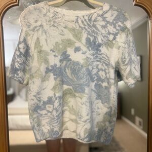 Joie Blue and Green Floral Knit Sweater